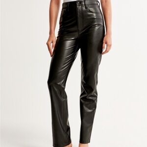 Abercrombie Women’s black Vegan Leather 90s Straight Pant